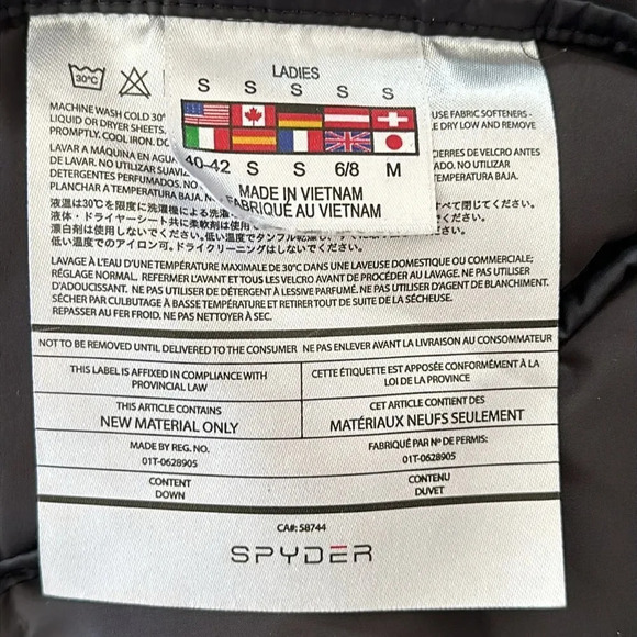 Spyder sz S Syrround Vest Black 700 down filled zip pockets NWOT zip front - Picture 7 of 9